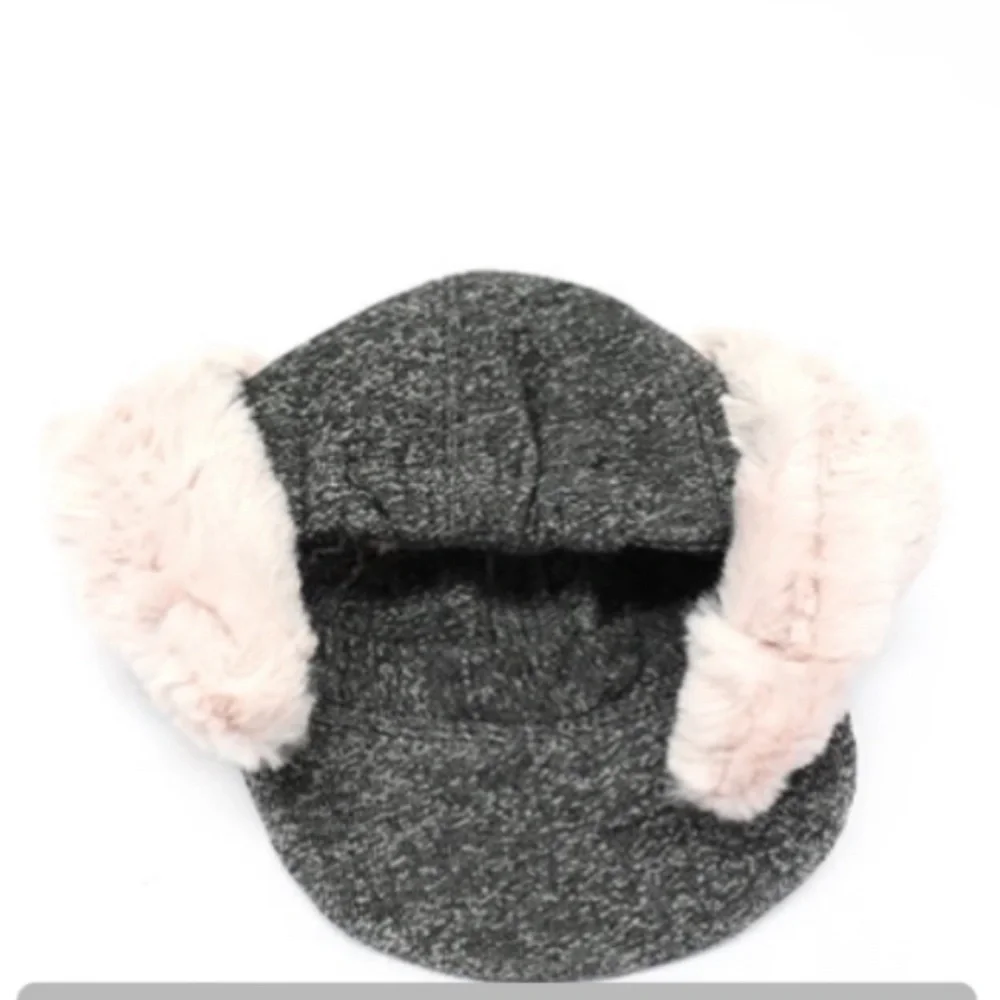Gray Kids Hat with Pink Bunny Ears by boutique brand Oh Baby!